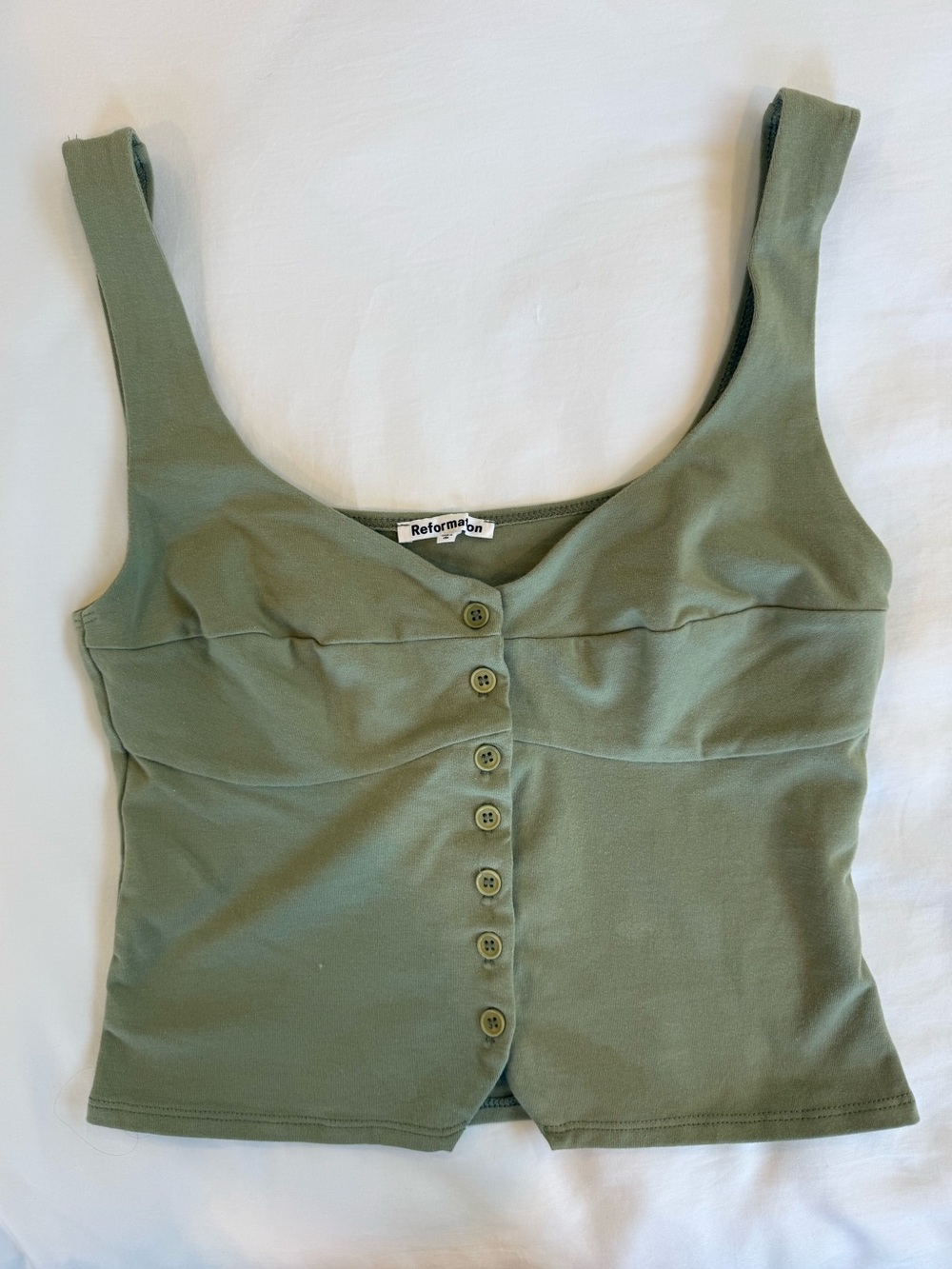 Reformation Olive Green Button-Front Camisole